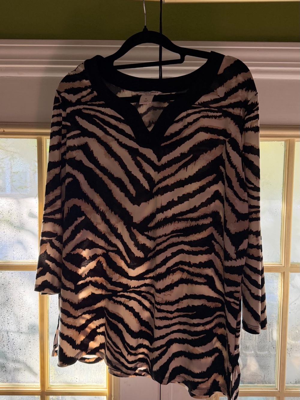 Allison Daley Black and White Zebra-Print Long Sleeve Dress